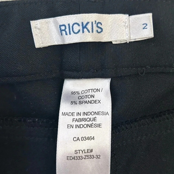 Ricki’s Slim Fit Pants Moto Zip Pocket Stretch  Micro Twill Black Size 2 - Picture 9 of 15